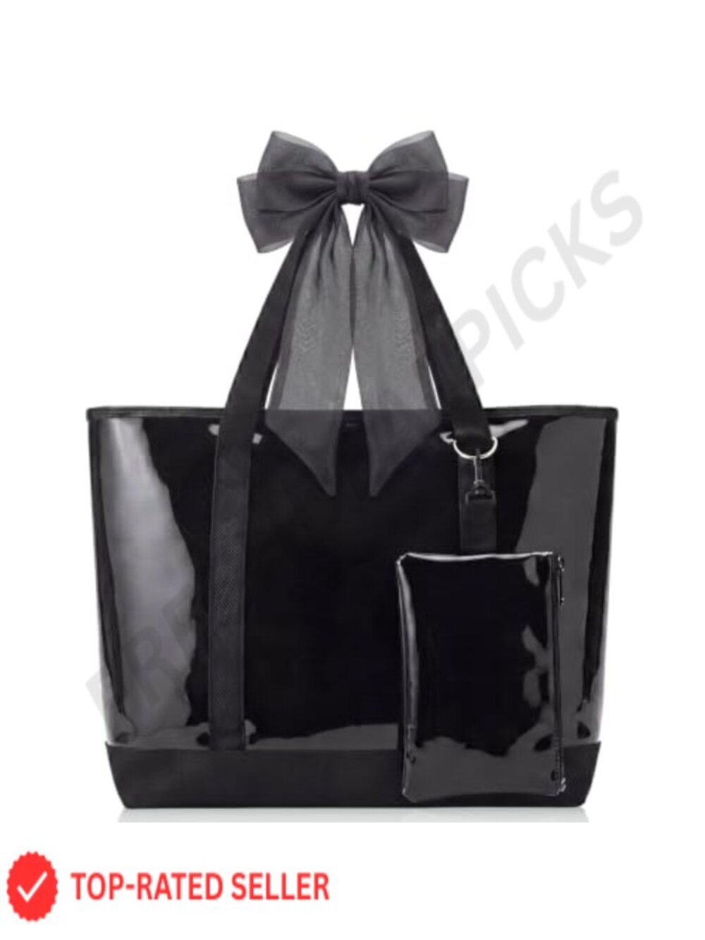 Waterproof PVC Jelly Bow Tote Bag with Detachable Phone Pouch, Beach Work Travel